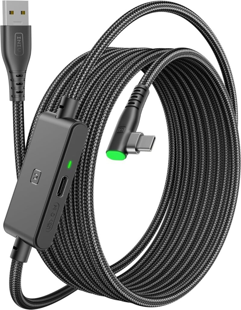 INIU Meta Quest Link Cable with charging port compatible Meta Quest 3/3S/2/Pro PICO4/Pro (2.5 Gbps, USB C, Fast charging)