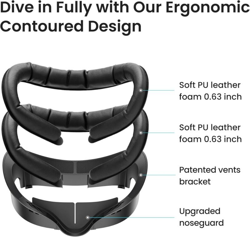 KIWI design V3 Meta Quest 3 Face Cover PU Leather Facial Interface — изображение 5