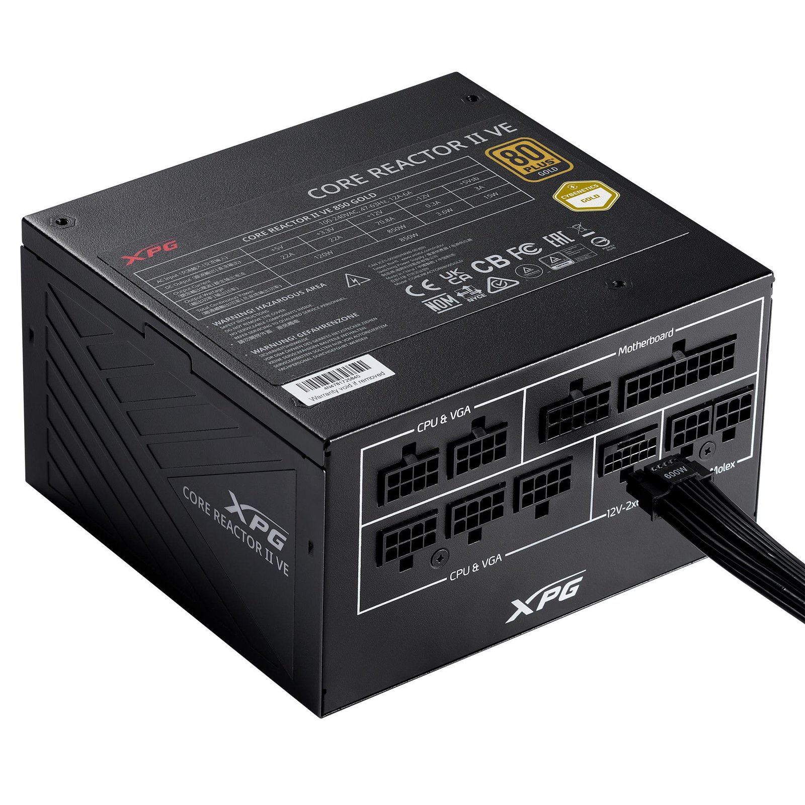 cd0b4aa6-f0d9-44f6-80a2-f627c65c779c Power Supply|ADATA|XPG CORE REACTOR II VE|850 Watts|Efficiency 80 PLUS GOLD|COREREACTORIIVE850G-BKCEU
