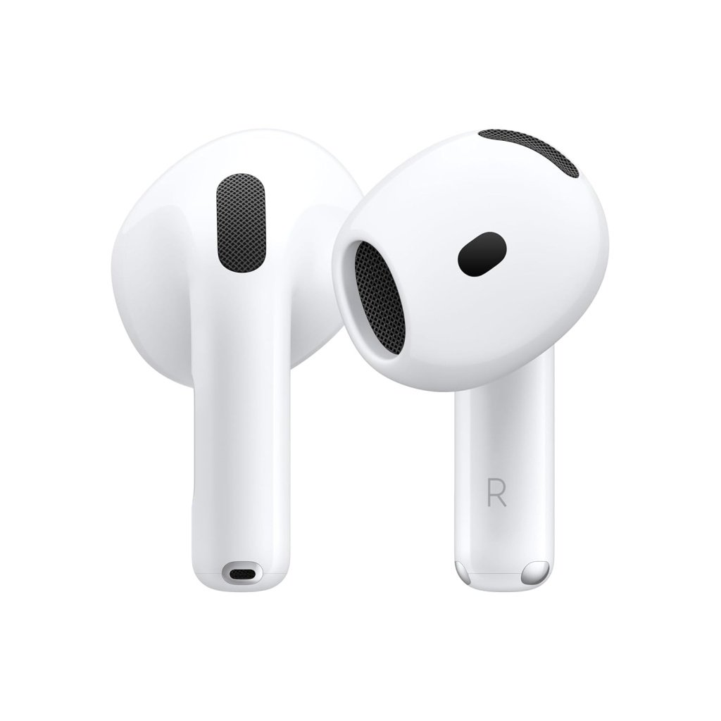 Apple AirPods 4 Wireless Headphones, Bluetooth Headphones, Personalised 3D Audio, Protection from Sweat and Water, USB-C Charging Case, H2 Chip, Up to 24 Hours Playback
