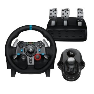 Logitech G G29 SE Driving Force Racing Steering Wheel and Pedals, Force Feedback, Genuine Leather Driving Force Shifter - for PS5, PS4 and PC, Mac - Black
