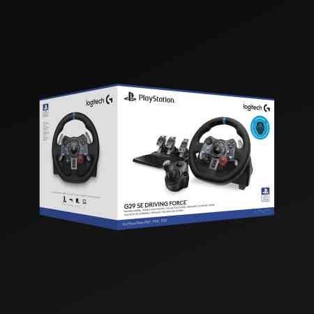 Logitech G G29 SE Driving Force Racing Steering Wheel and Pedals, Force Feedback, Genuine Leather Driving Force Shifter - for PS5, PS4 and PC, Mac - Black