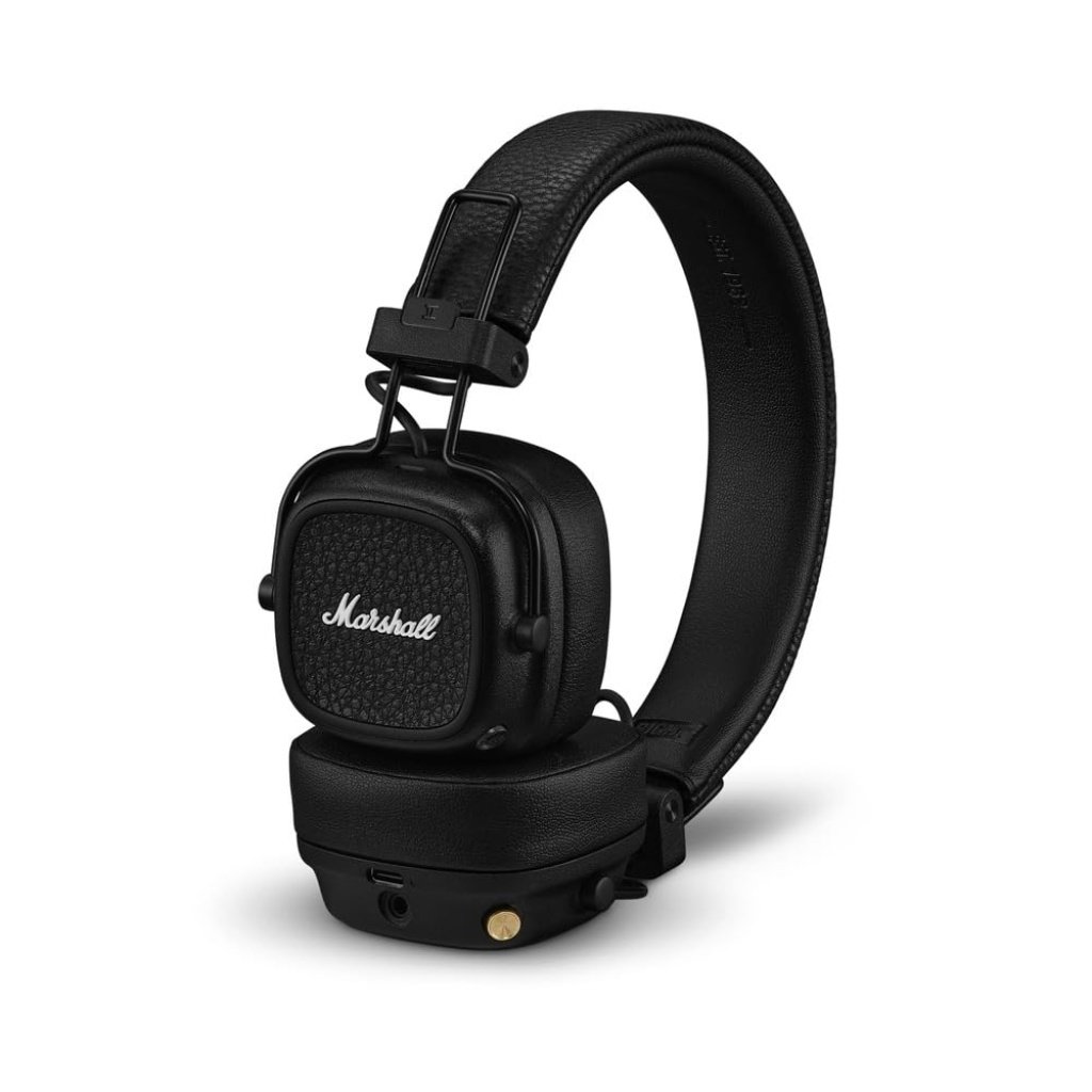 Marshall Major V Bluetooth Headphones, 100 Hours Playtime - Black