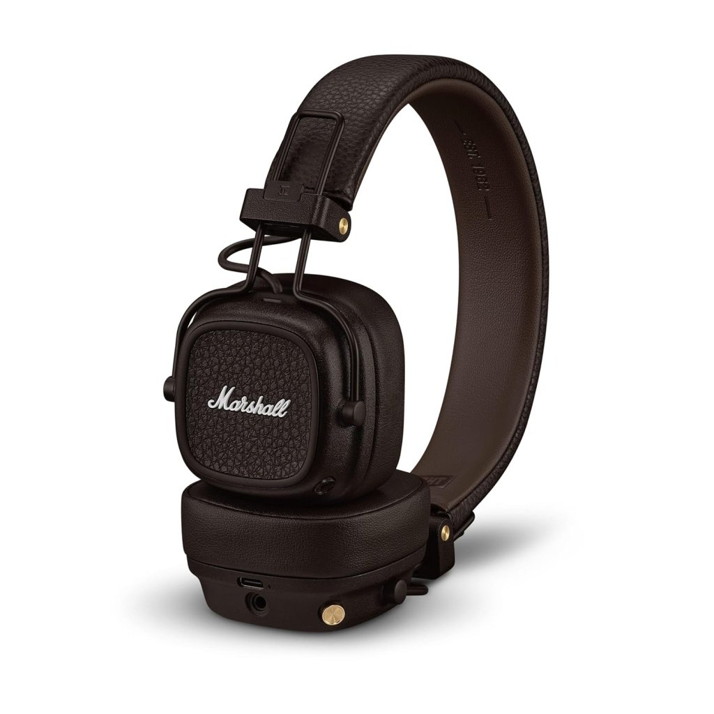 Marshall Major V Bluetooth Headphones, 100 Hours Playtime - Brown
