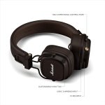 Marshall Major V Bluetooth Headphones, 100 Hours Playtime - Brown